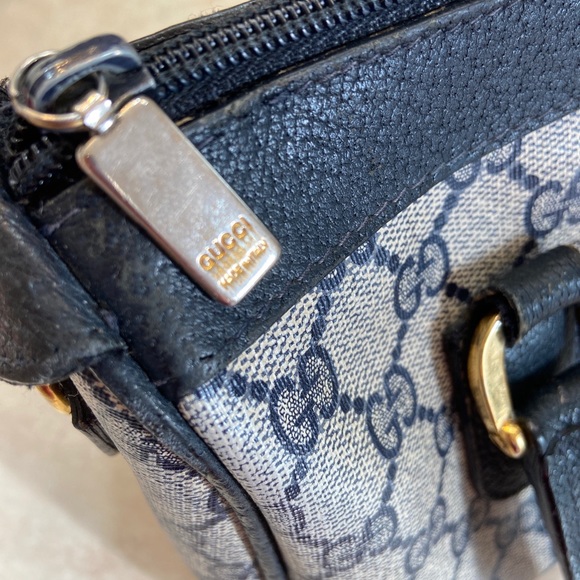 Vintage GUCCI Authentic Italy PURSE Navy Blue GG Monogram Boston Dr. Bag Speedy - Picture 3 of 13